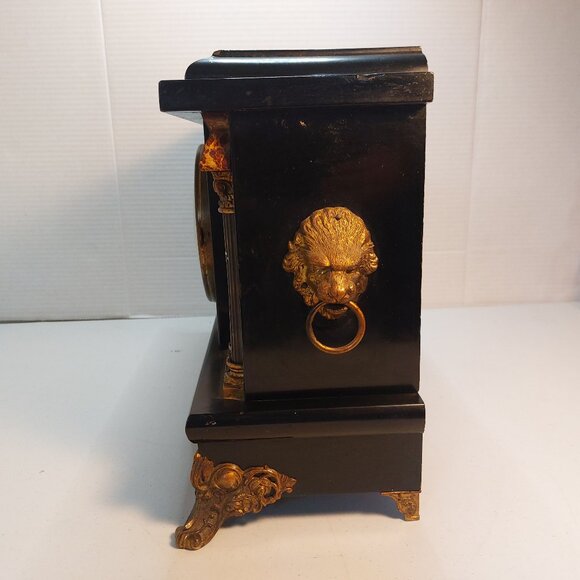 Vtg 1920s  "Longfellow" 8 Day Mantle Clock ~ Runs and has key and Pendulum - Picture 2 of 11